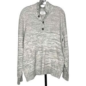 Goodfellow Co Pullover Men's size medium Gray Button Sweater Textured‎ lagenlook
